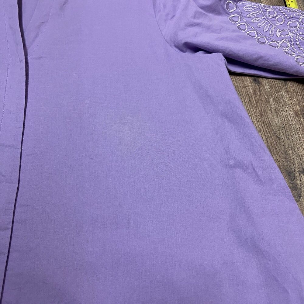 Hyacinth House Women's Large Woven 100% Cotton Embroidered Wisteria Caftan - Picture 8 of 14